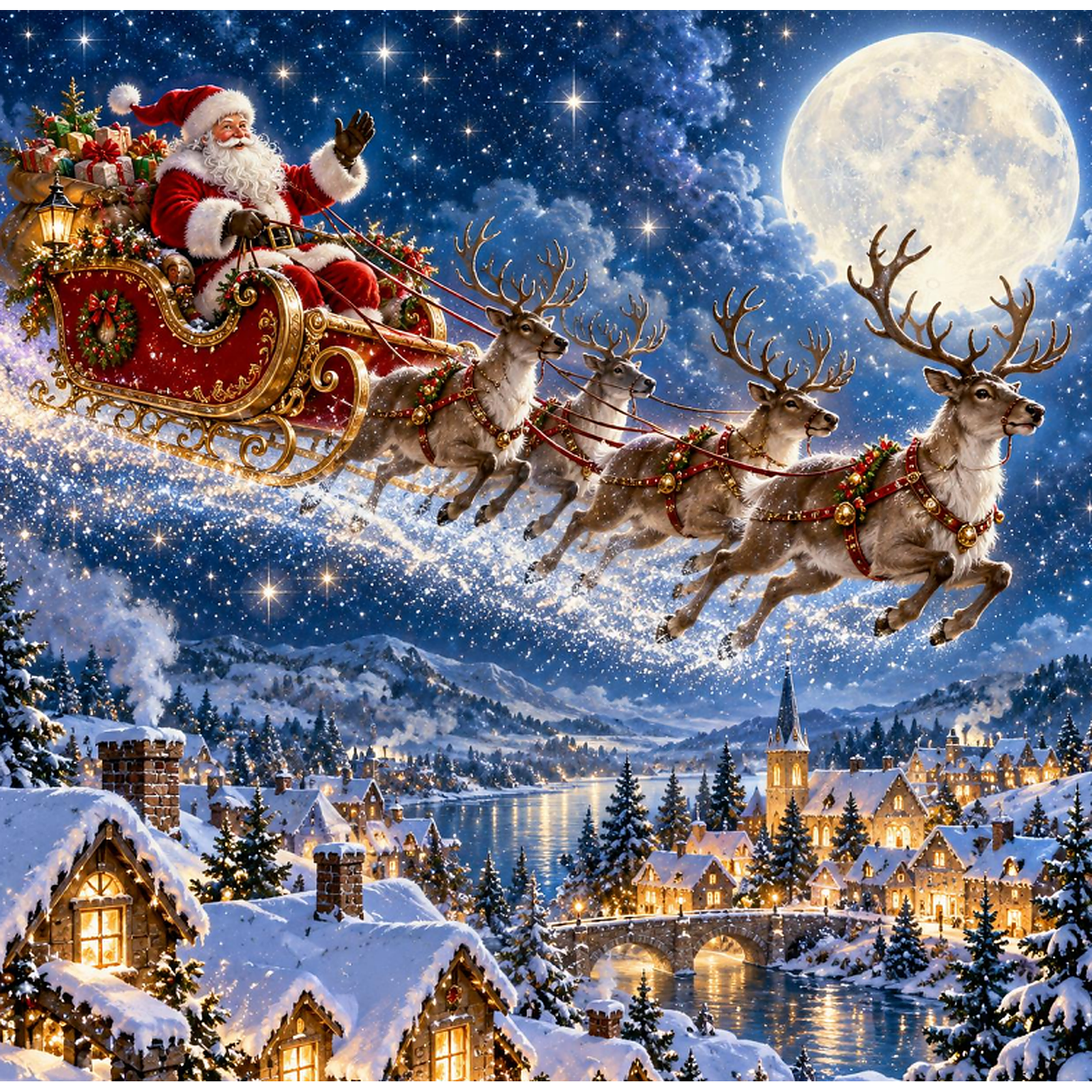 Decoupage Papai Noel no Trenó